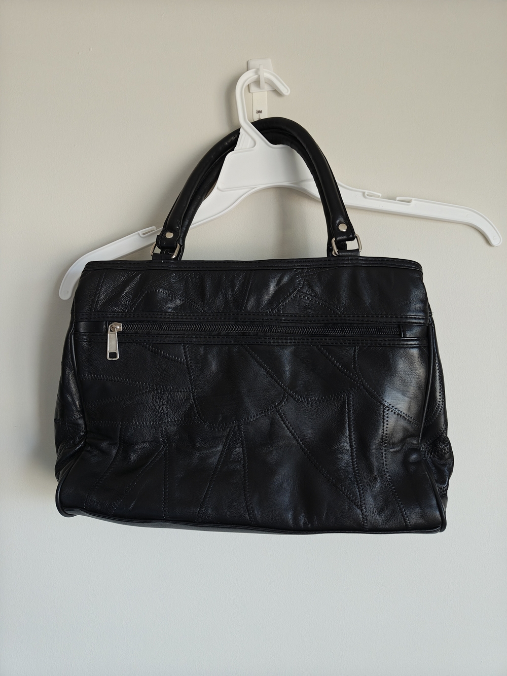 Vintage Black Leather Top-Handle Women's Handbag